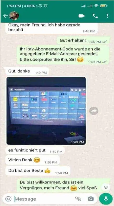 TrimixIPTV customer review on WhatsApp 2